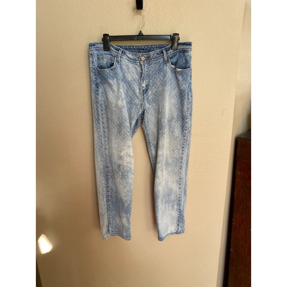 Levis Patterned Light Wash Womens Straight Leg Jeans 12 W31 Button Faded